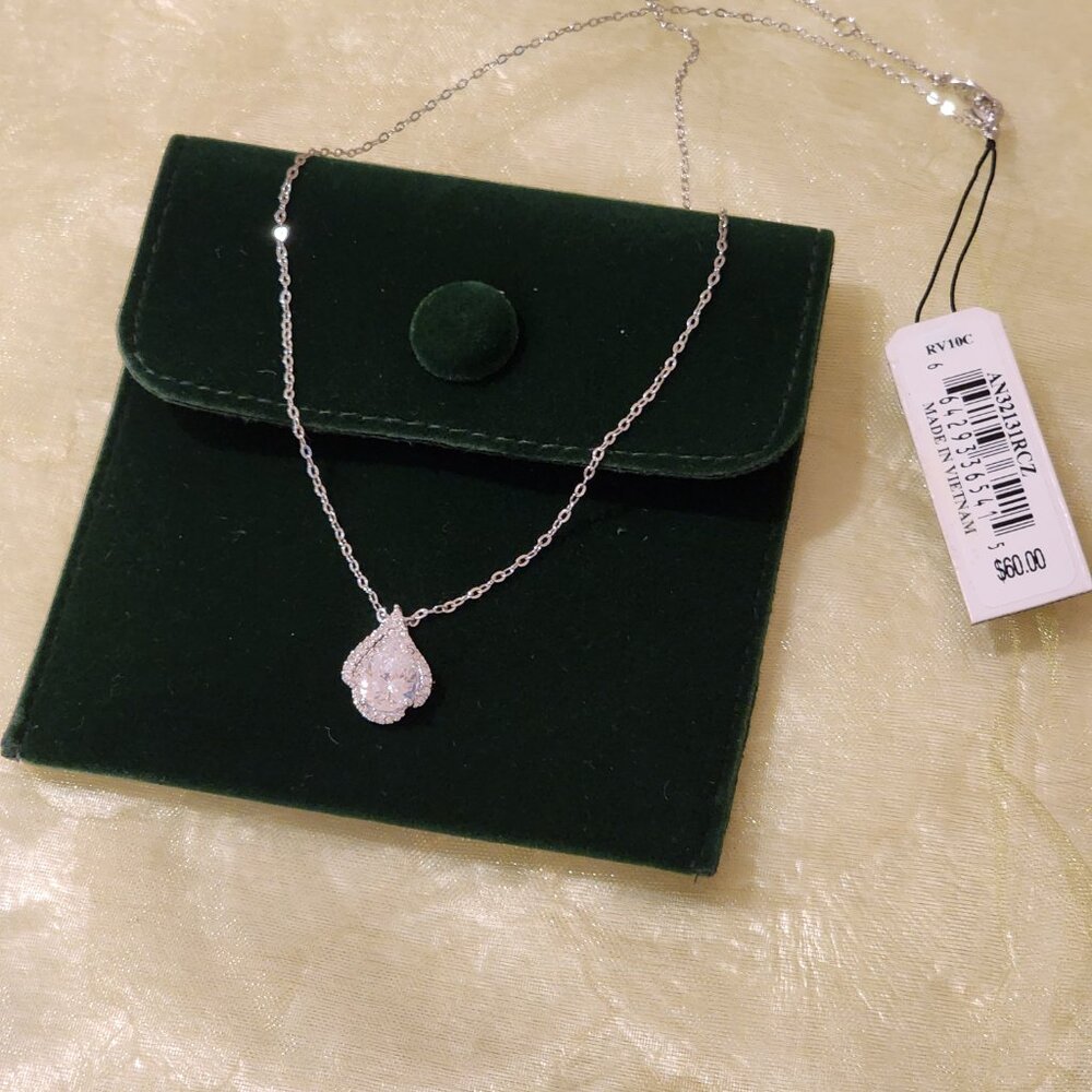 Brand New!! NADRI| Double Gum drop Pendant|Cubic Zirconia|Crystal Necklace - Picture 8 of 9